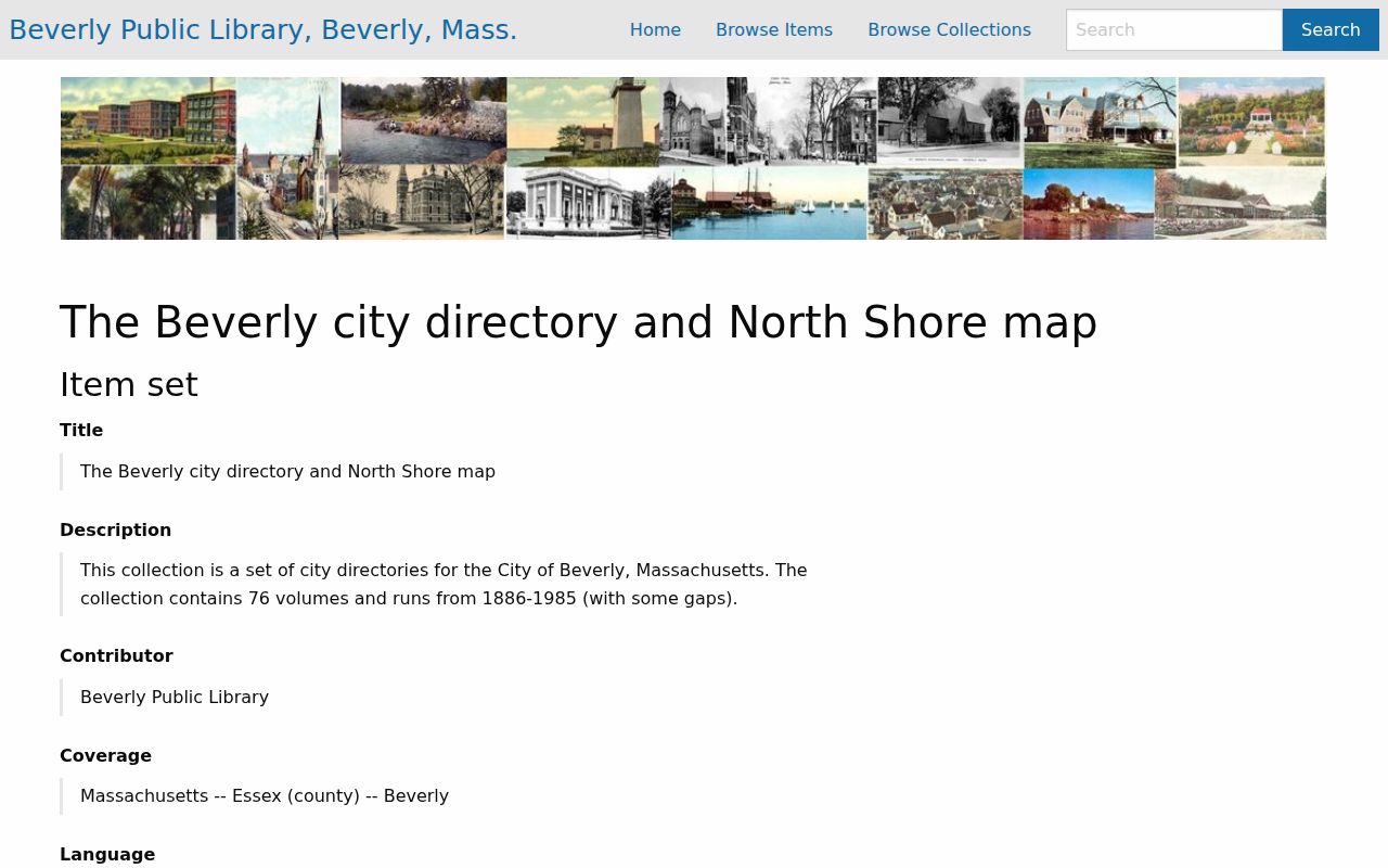 Beverly city directory item-set listing for the historical directory collection