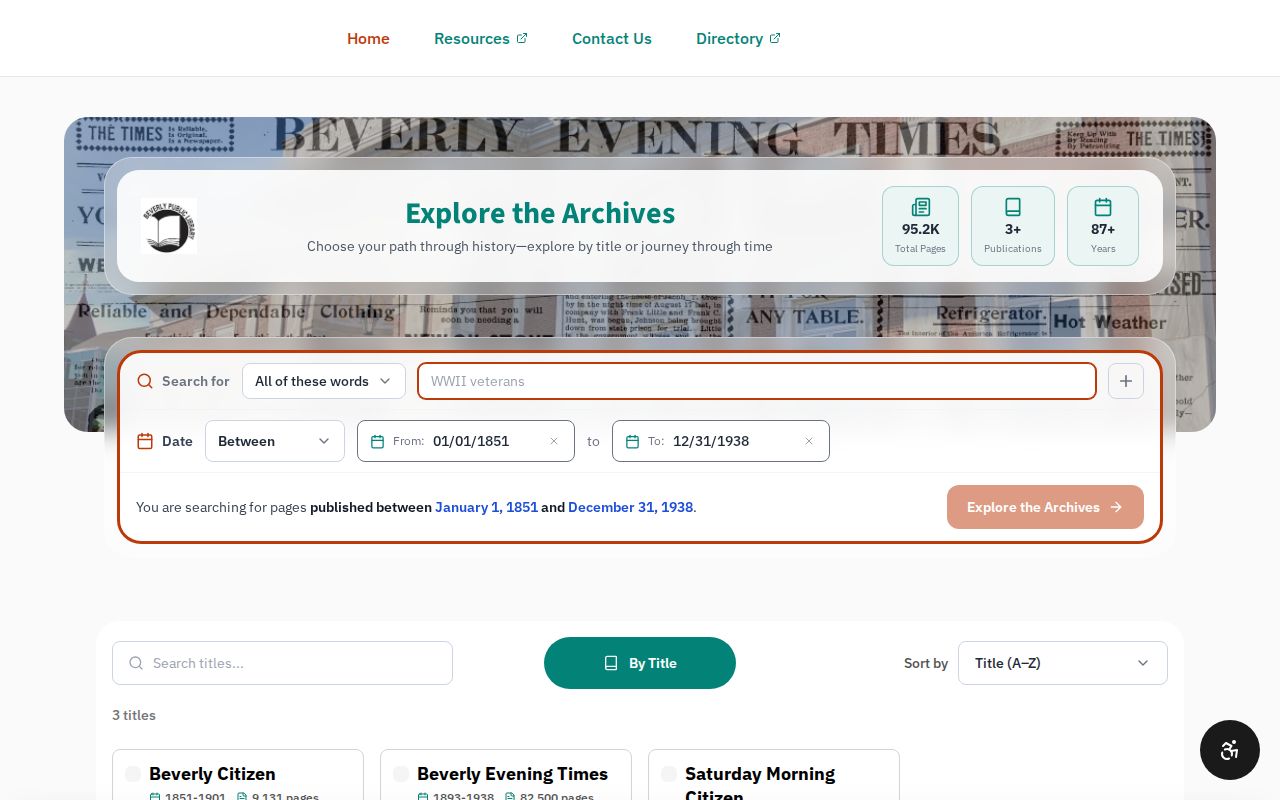 Beverly city directory research alongside the Beverly historic newspaper archive