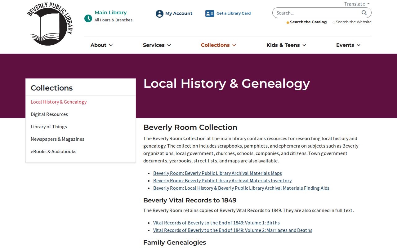 Beverly city directory research at the Beverly Public Library local-history collection