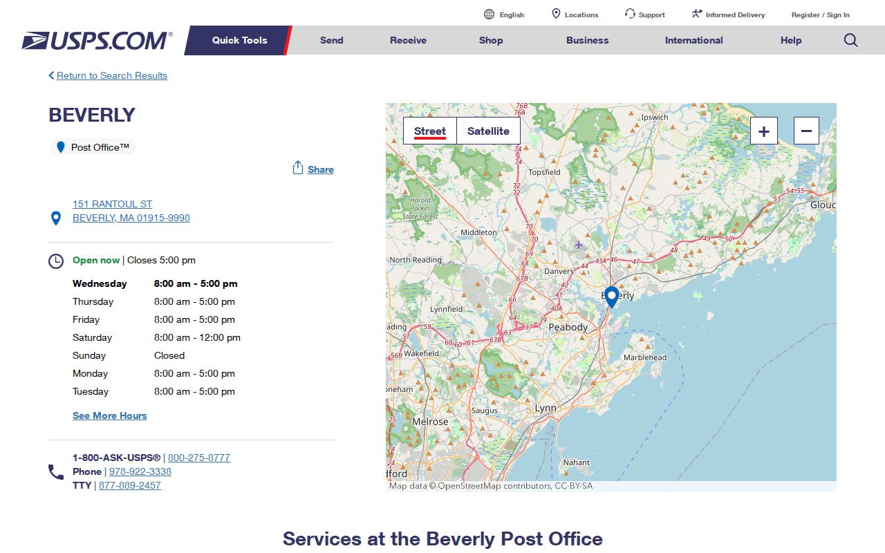 Beverly ZIP code directory Beverly Post Office location details